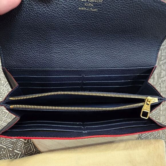 🐢 Louis Vuitton Empreinte Sarah Wallet Marine Rouge BLUE - Picture 9 of 17